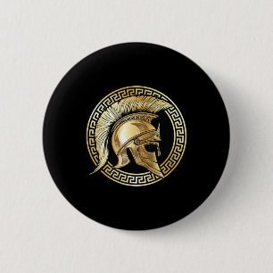 Spartan Helm Gouden Gladiator Sparta Griekse Worko Ronde Button 5,7 Cm