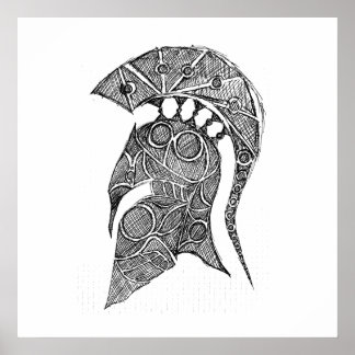 Spartan Helmet Sketch Poster