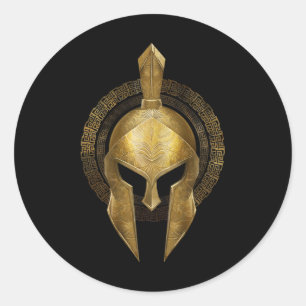 Spartan Helmet Warrior Gold Gladiator Sparta Griek Ronde Sticker