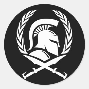 Spartan Helmet Wreath en Sword Ronde Sticker
