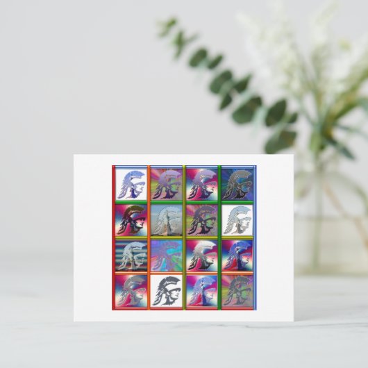 Spartan Solider Collage met Vrijheidsbeeld Briefkaart (Staand voorkant)