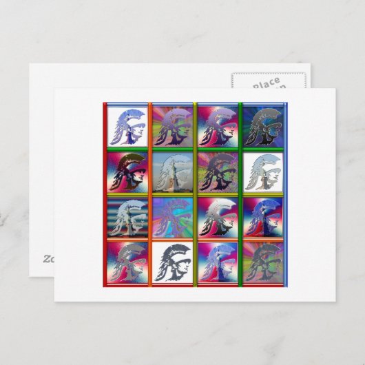 Spartan Solider Collage met Vrijheidsbeeld Briefkaart (Voorkant / Achterkant)