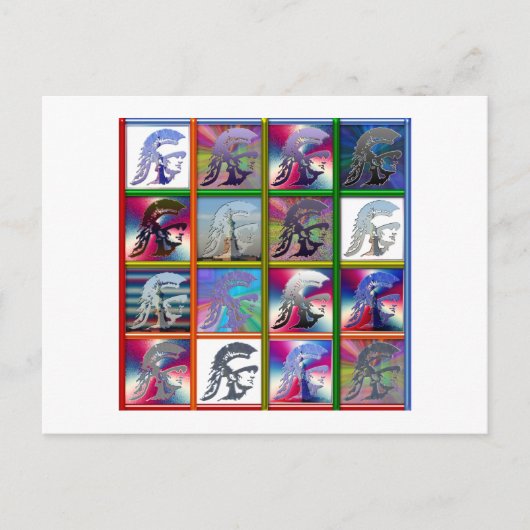 Spartan Solider Collage met Vrijheidsbeeld Briefkaart (Voorkant)