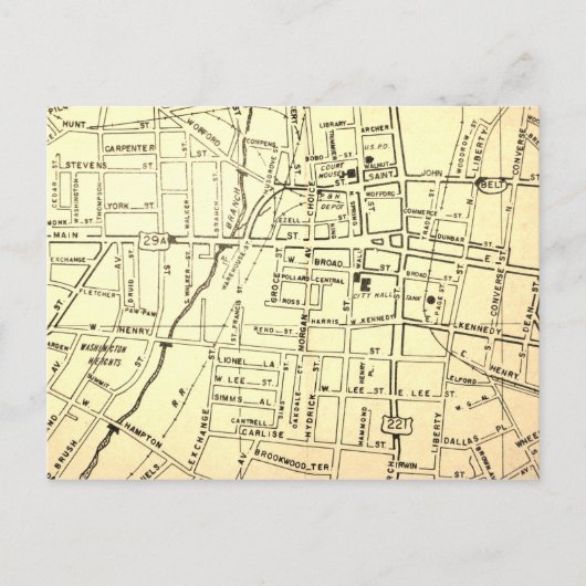 Spartanburg, SC Carte Vintage (Devant)