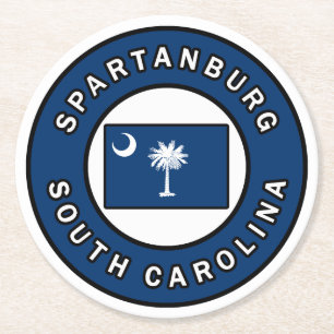 Spartanburg South Carolina Ronde Kartonnen Onderzetter