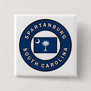 Spartanburg Zuid-Carolina Vierkante Button 5,1 Cm