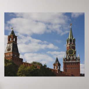 Spasskaya Tower op het Rode Plein, Moskou, Rusland Poster