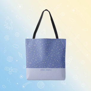 Spatie Doodle Lavendelblauw Gepersonaliseerde Naam Draagtas