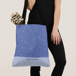 Spatie Doodle Lavendelblauw Gepersonaliseerde Naam Draagtas