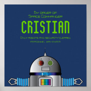 spatie ROBOT boy' room sign/verjaardagsbanner Poster