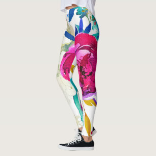 Spatie van Kleur Waterverf Bloem Bloemen Aangepast Leggings