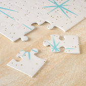 Spatietijd Turquoise Starbursts Puzzle Legpuzzel (Zijkant)