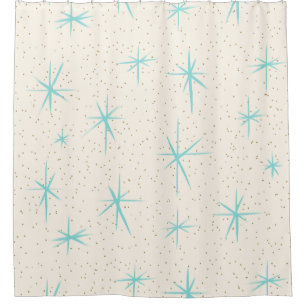 Spatietijd Turquoise Starbursts Shower Curtain Douchegordijn