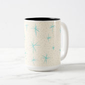 Spatietijd Turquoise Starbursts Two Tone Mok (Voorkant rechts)