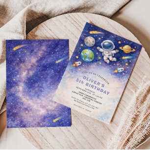 Spatieverjaardag Galaxy Jongens Uitnodiging