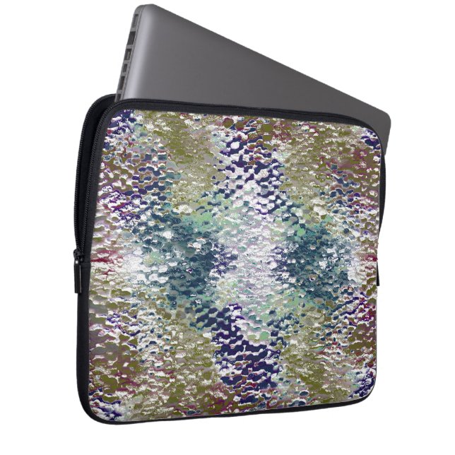 Spatten en splatten van verf onder gehamerd glas laptop sleeve (Voorkant Rechts)