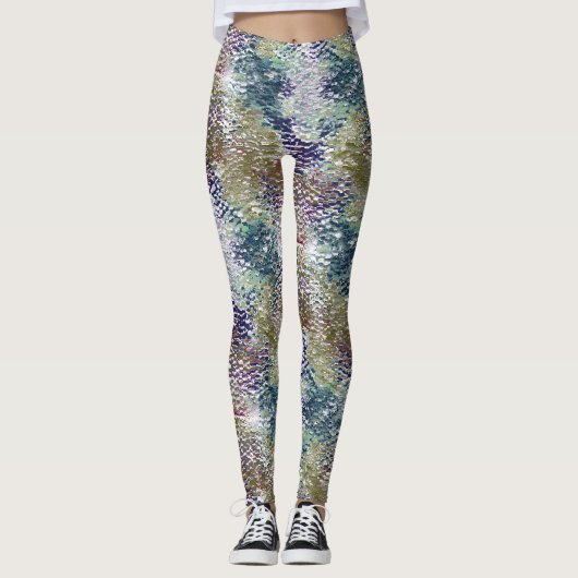 Spatten en splatten van verf onder gehamerd glas leggings (Voorkant)