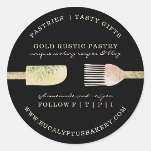 Spatula rustige stijl van gebak eucalyptusleaf ronde sticker