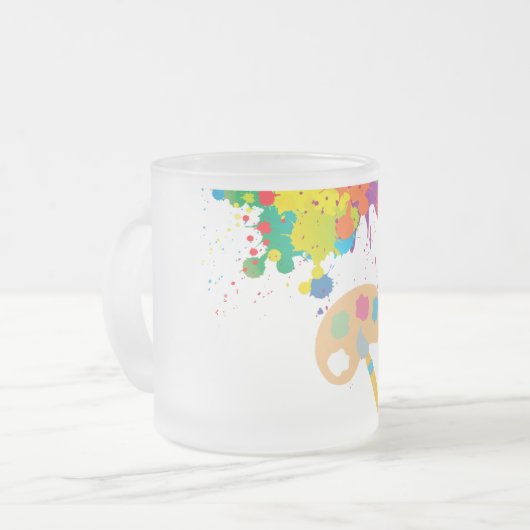 spatverf, penseel matglas koffiemok (Voorkant links)