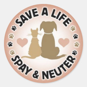 spay and neuter your pets ronde sticker
