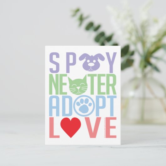 Spay Neuter Adopt Love 2 Briefkaart (Staand voorkant)