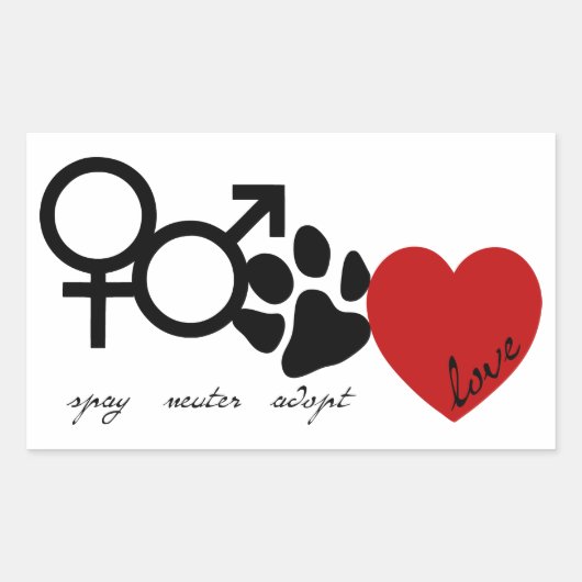 Spay-Neuter-Adopt-Love Rechthoekige Sticker (Voorkant)