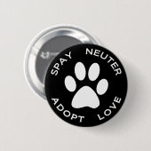 Spay Neuter Adopt Love Ronde Button 5,7 Cm (Voorkant /achterkant)