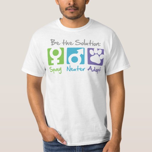 "Spay, Neuter, Adopt" T-shirt (Voorkant)