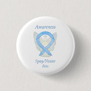 Spay/Neuter Pets Awareness Angel Ribbon Art Pin Ronde Button 3,2 Cm