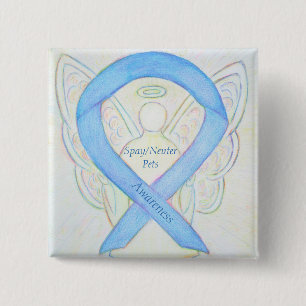 Spay/Neuter Pets Awareness Angel Ribbon Art Pin Vierkante Button 5,1 Cm