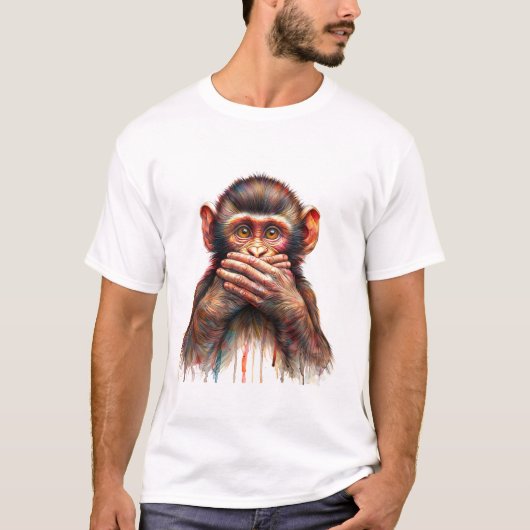 Speak No Evil Monkey Art T-shirt (Voorkant)
