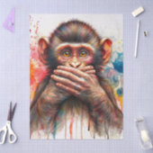 Speak No Evil Monkey Watercolor Art Tissuepapier (Craft)