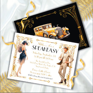 Speakeasy Flapper Grote Gatsby Art Deco Party Kaart