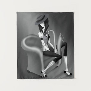 Speakeasy - grijs monochroom wandkleed