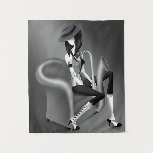 Speakeasy - grijs monochroom wandkleed (Voorkant)