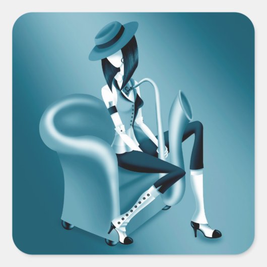 "Speakeasy" – Jazz-geïnspireerd Vierkante Sticker (Voorkant)