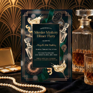 Speakeasy Moordmysterie Diner Verjaardagsfeestje Kaart