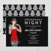 Speakeasy Nachtparty Roaring 20's Kaart (Voorkant / Achterkant)