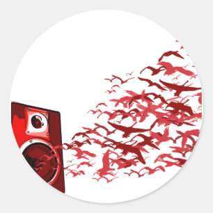 Speaker Birds - Muziek DJ Loud Disc Jockey Ronde Sticker