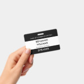 Speaker Name Badge QR Black White Logo ID Event (Manuel / portable)