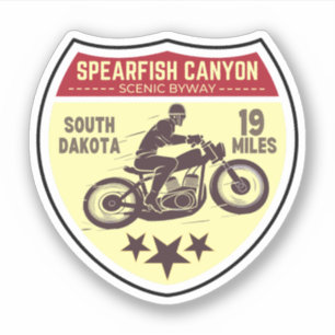 Spearfish canyon motorfiets rit Sturgis Zwart heuv Sticker