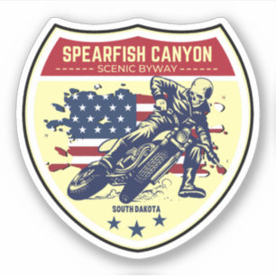 Spearfish canyon motorfiets rit Sturgis Zwart heuv Sticker