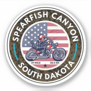 Spearfish canyon motorfiets rit Sturgis Zwart heuv Sticker