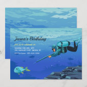 Spearfishing verjaardagsuitnodiging kaart (Voorkant / Achterkant)