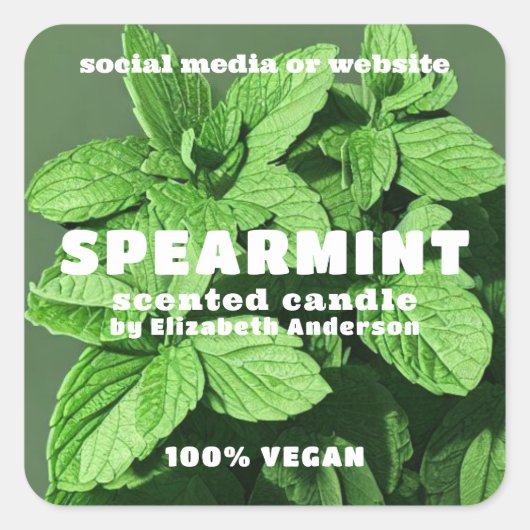 Spearmint Candle Square Sticker (Voorkant)