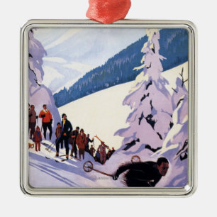 Specerijen die op het Poster van de Skier letten Metalen Ornament