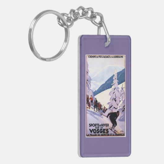 Specerijen die op het Poster van de Skier letten Sleutelhanger (Voorkant Links)