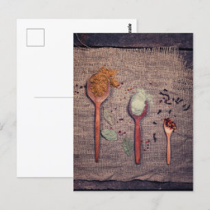 Specerijen op lepels briefkaart