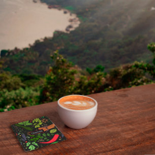 Specerijen patroon aangepaste naam zwart vierkante kartonnen onderzetter