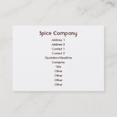 Specerijen Visitekaartje (Achterkant)